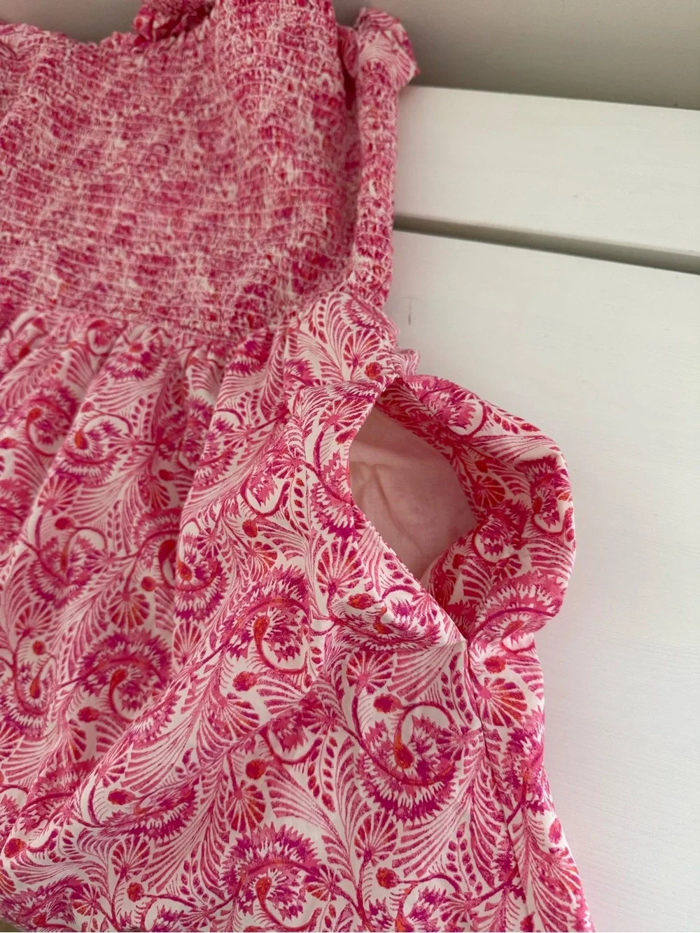 J.Crew Dandelion Swirl Puff Sleeve Smocked Mini Dress Pink Small